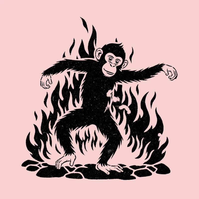 Monkey dancing around the fire