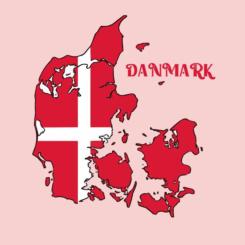 Denmark Map with Flag