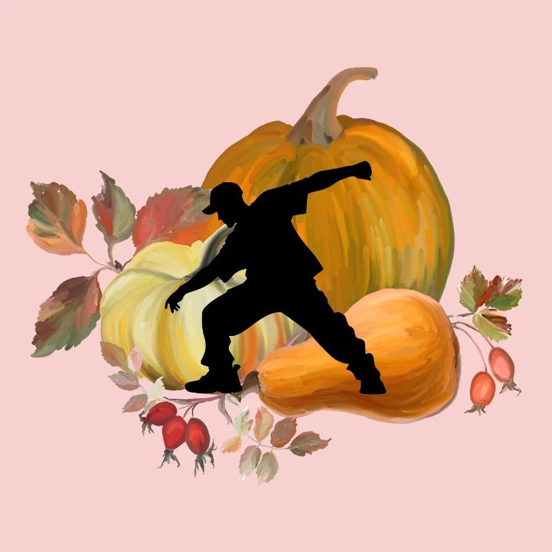 Danseuse dynamique en automne Citrouille Scène Art