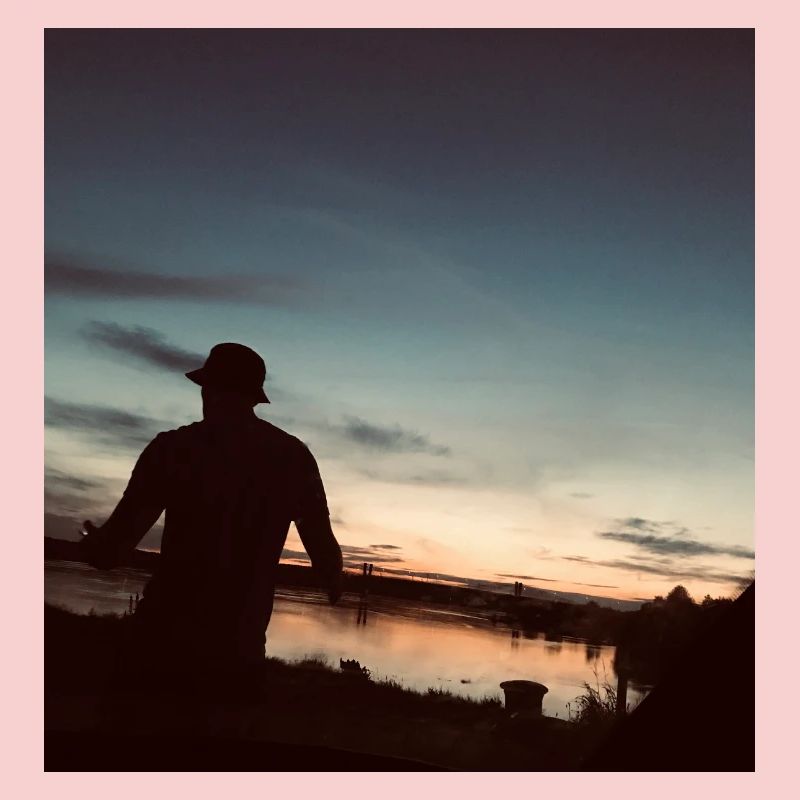 Riverside landscape at sunset
