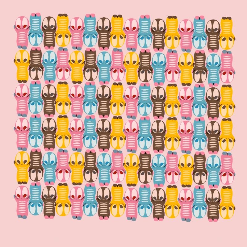 Cute kawaii figure patterns in pastel colors