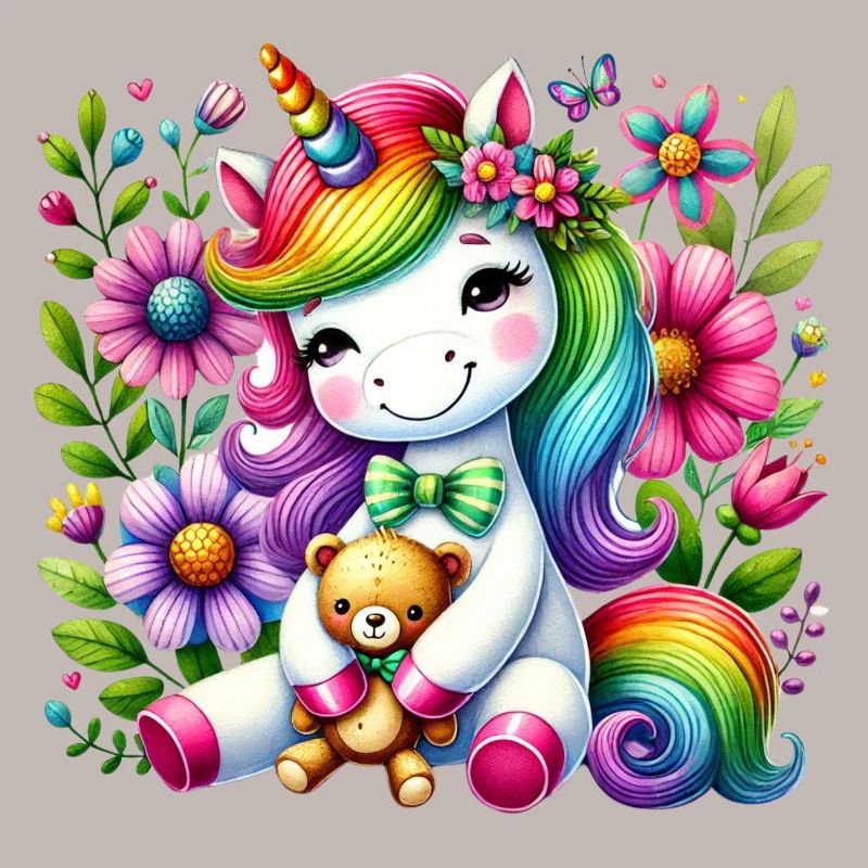 Regenbogen Einhorn Blumentraum