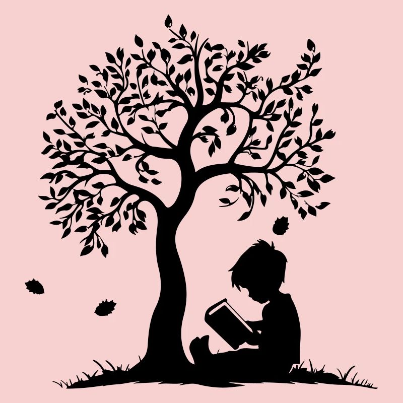 Child Reading Under Tree