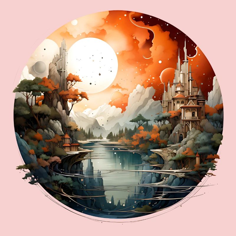 Forteresses de paysage de lune orange