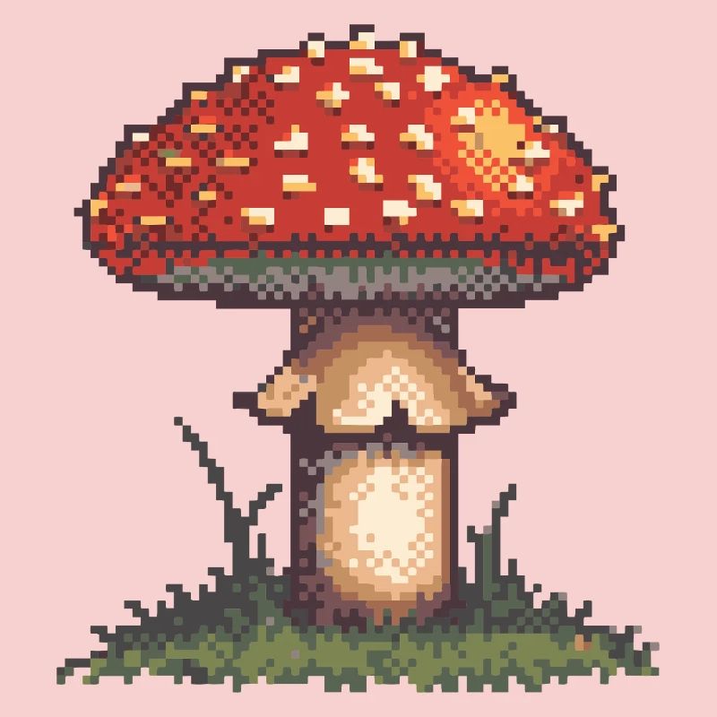 Pixel Mushroom Neon Retro