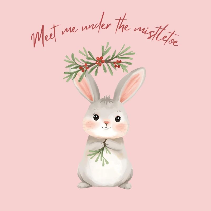 Lapin sous gui Conception de Noël