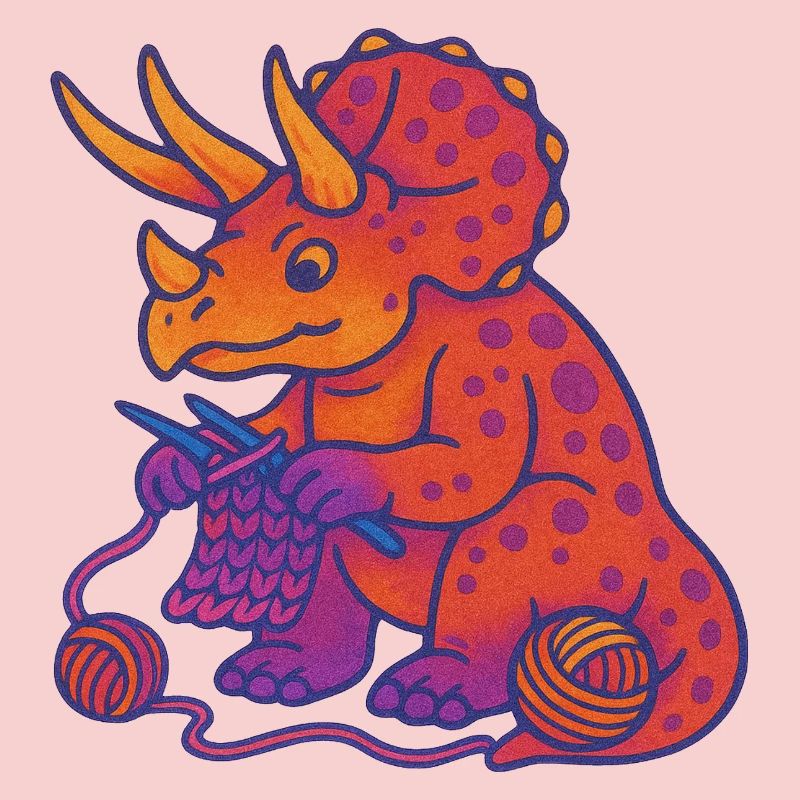 Knit Dino Triceratops Neon Gradient