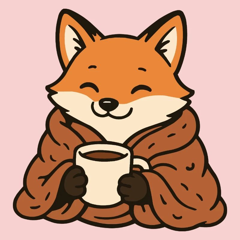 Cuddly fox with mug
