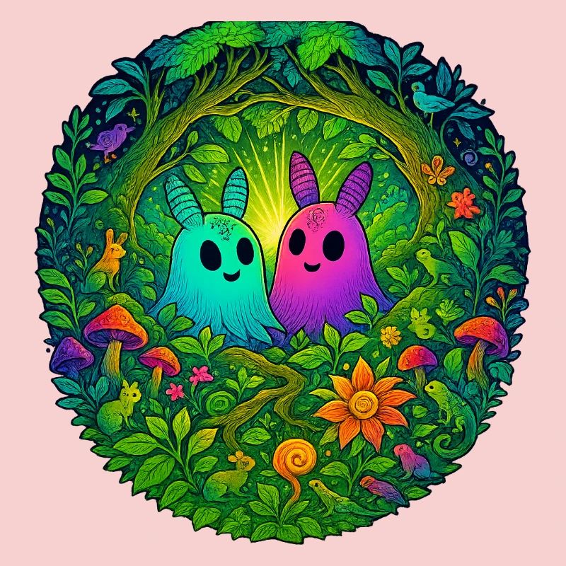 Glowing creatures in the enchanted forest