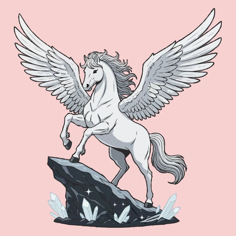 White Pegasus on Crystal Rock