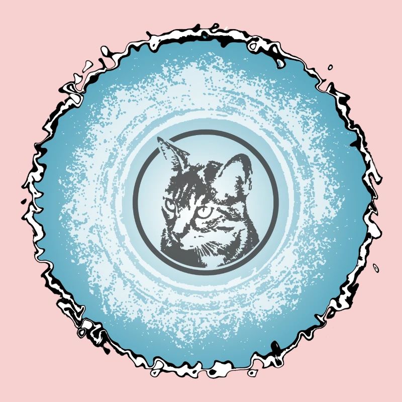 Cat Circle Blue Silhouette