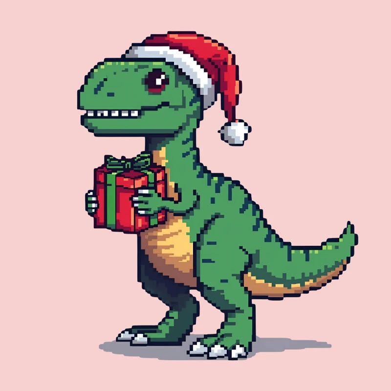 Vélociraptor 8 bits Pixel Noël