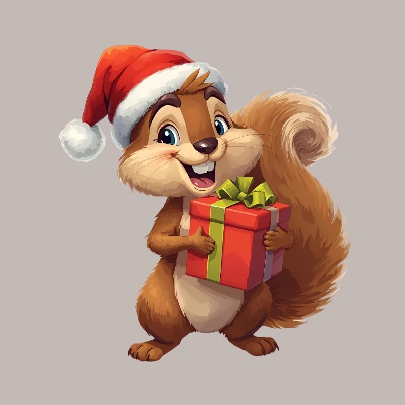 Weihnachts-Eichhörnchen mit Geschenk