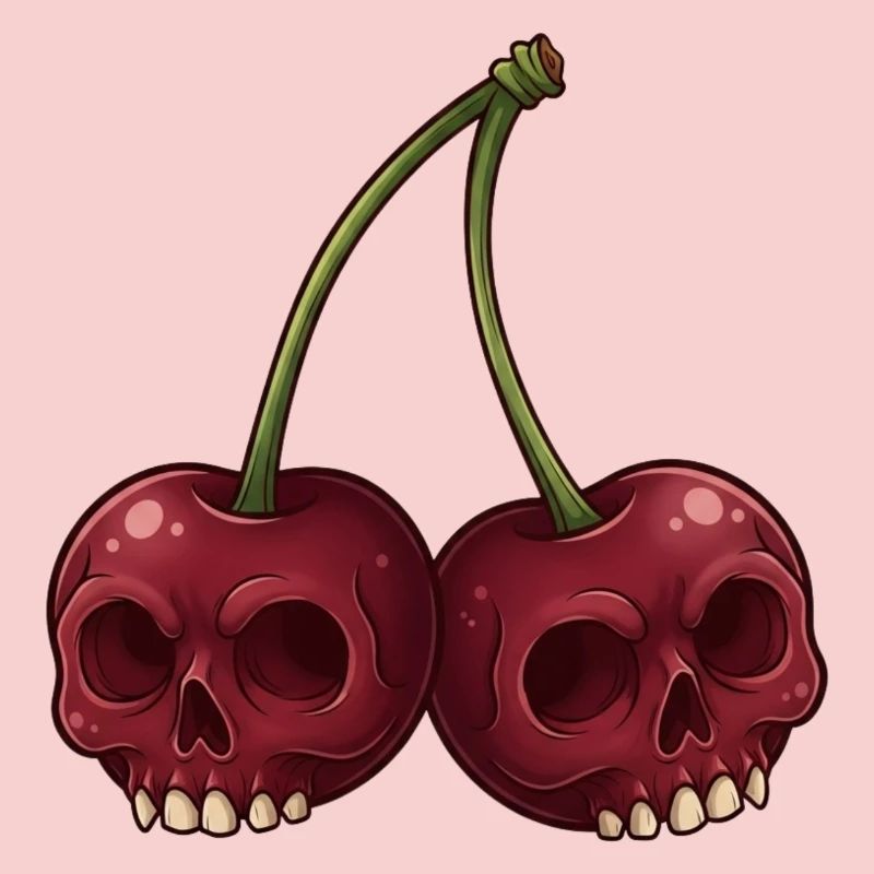 Cartoon Skull Cherries