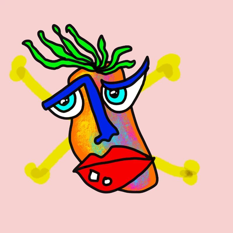 Colorful Face with Bone Backdrop