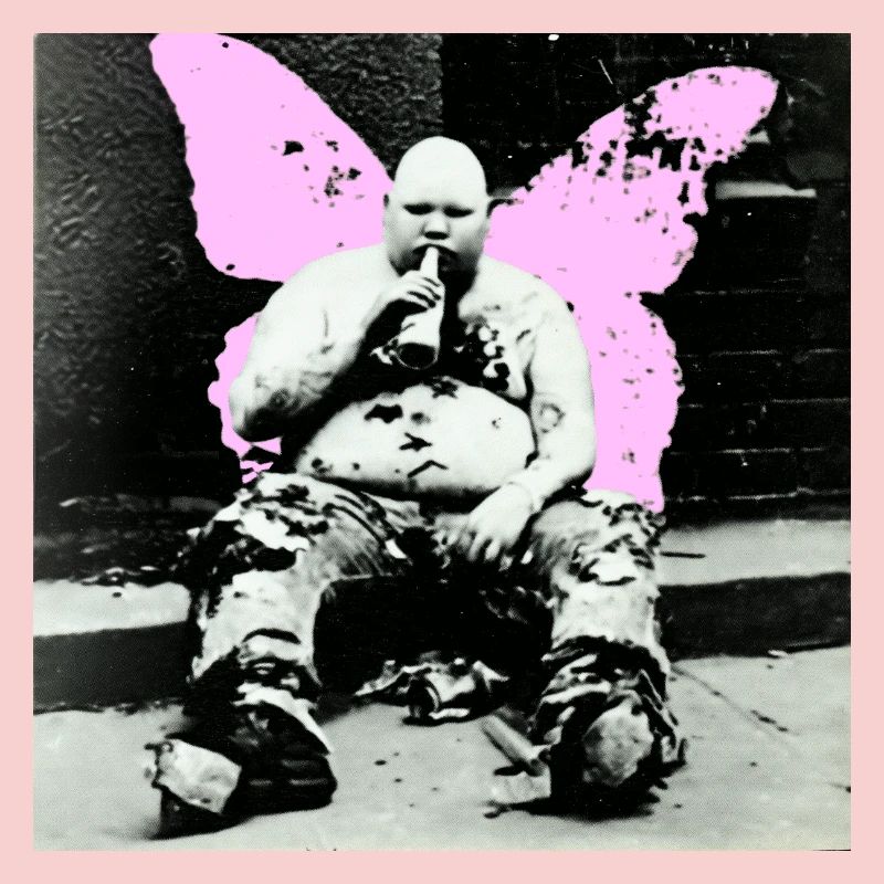 Pinker Schmetterling Mann
