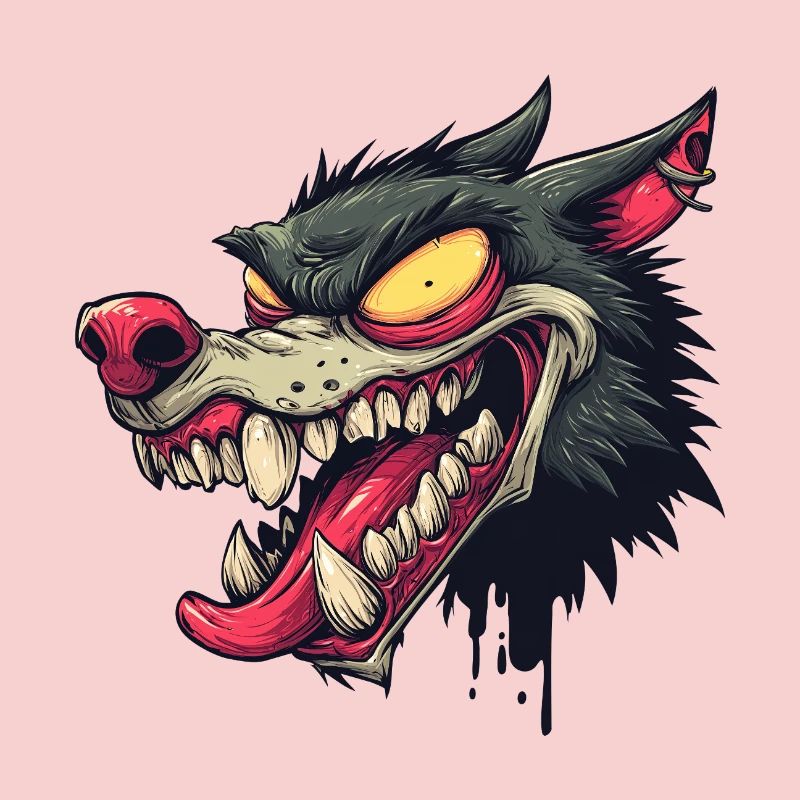 Ferocious Graffiti Wolf Head