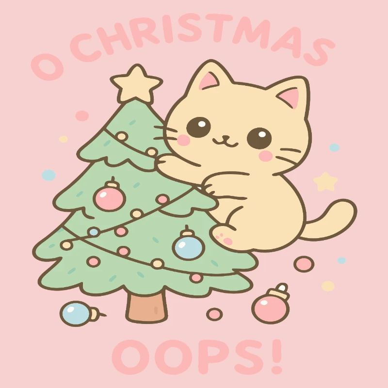 Sapin de Noël chat pastel