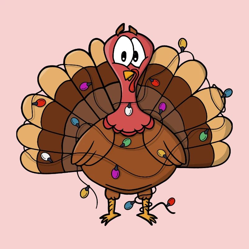 Festive Turkey with String Lights