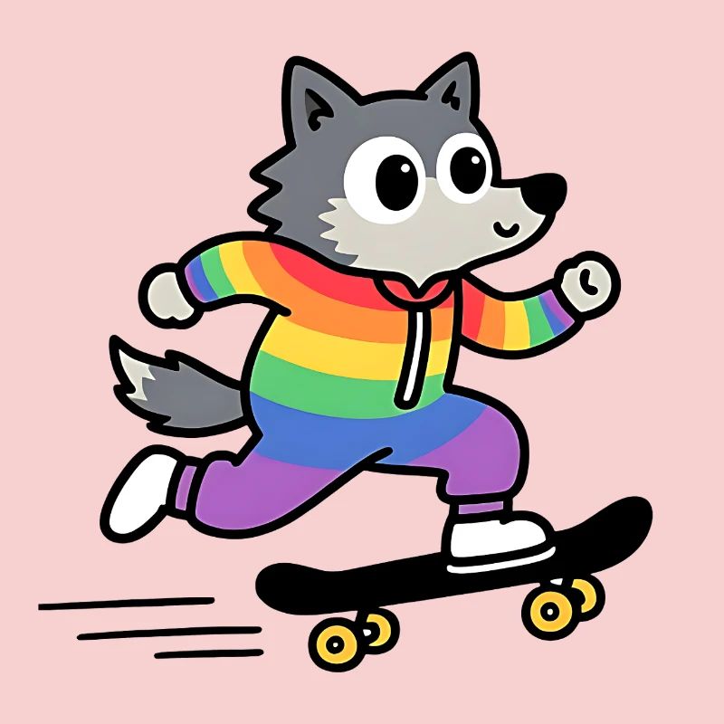 Rainbow Wolf Skate