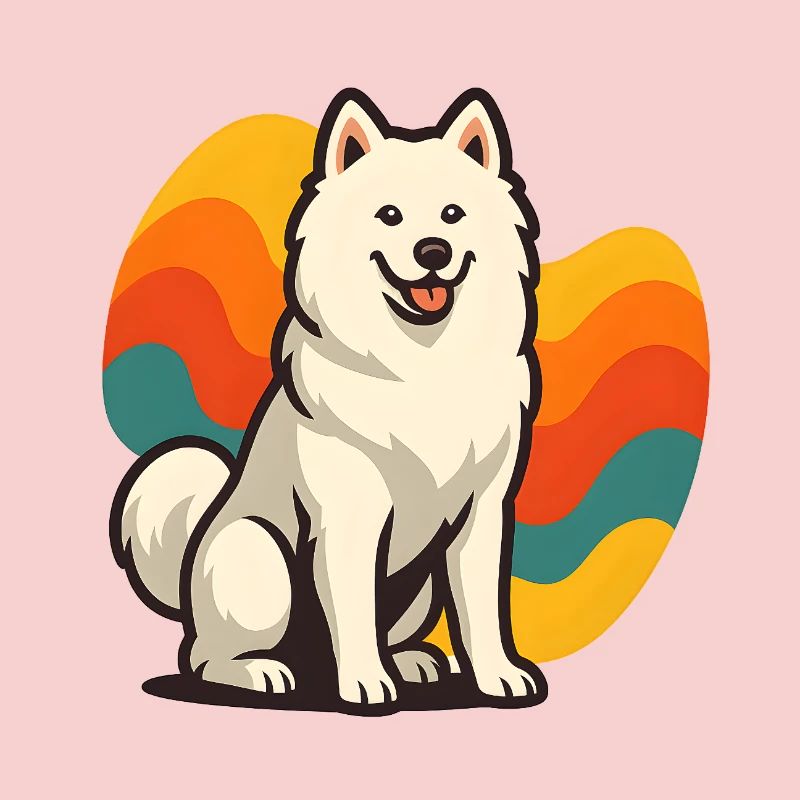 Chien Samoyède Prisme Retro Wave