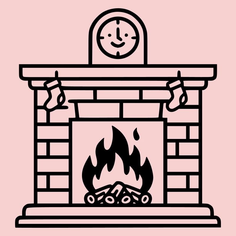 Gemütlicher Weihnachtskamin mit Feuer