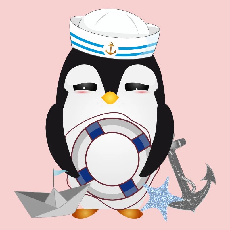 Pingouin mignon comme un marin dans un look marine