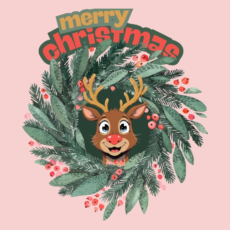 Mignon renne dans la couronne de Noël