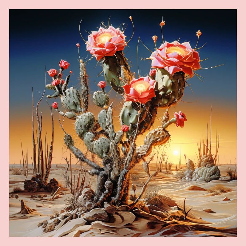 Fleurs de cactus au coucher du soleil