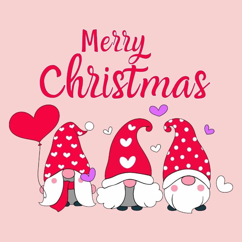 Mignons nains de Noël avec des cœurs