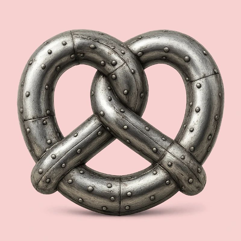 Bretzel métallique entrelacé riveté en tôle