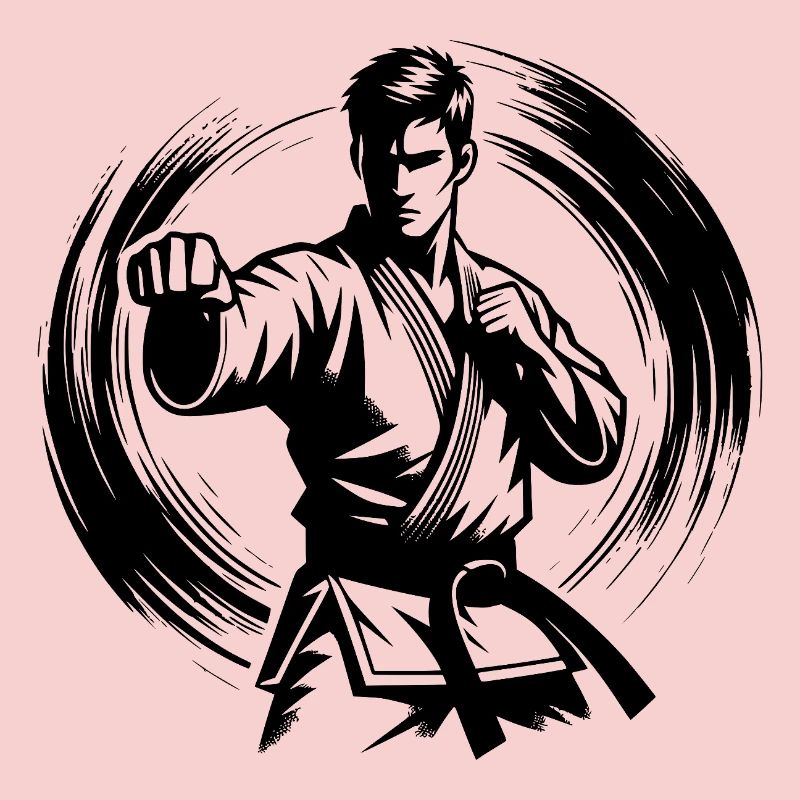 Silhouette de Karaté Parfaite en Combat Dynamique