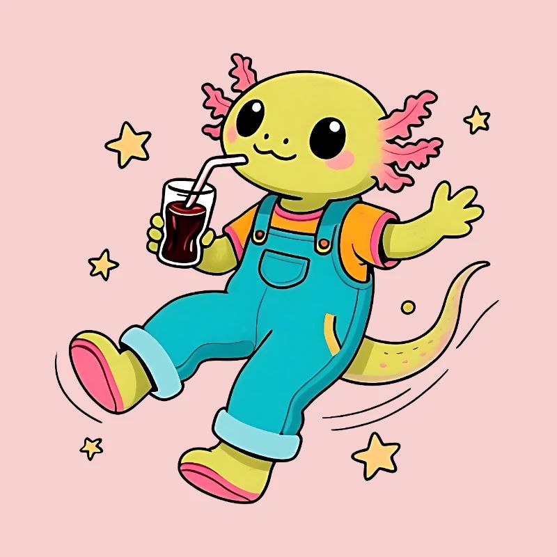 Axolotl joyeux flottant dans l'espace