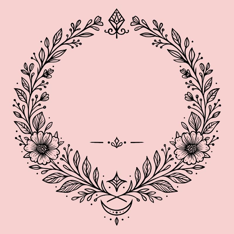 Couronne de fleurs avec croissant de lune