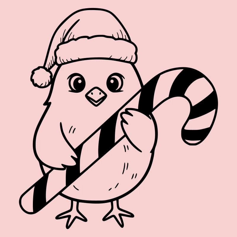 Oiseau de Noël mignon avec illustration de canne d’orge d’orge