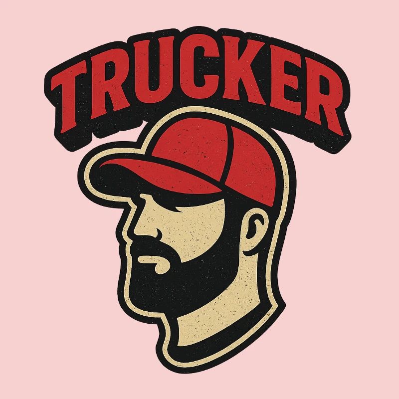 Trucker head with red cap