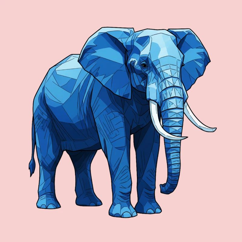 Geometric Blue Elephant
