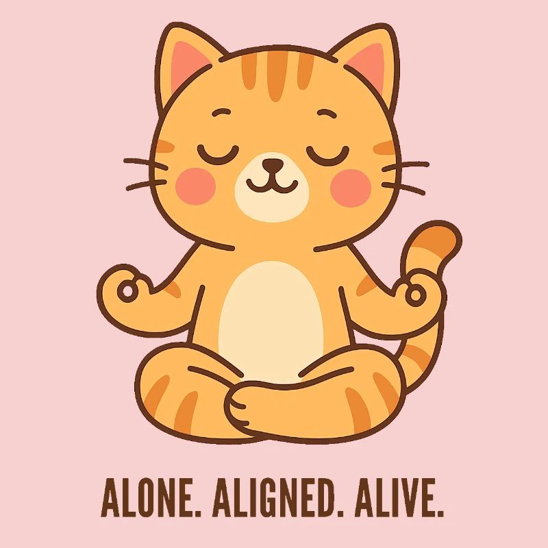 Alone Aligned Alive Meditating Cat
