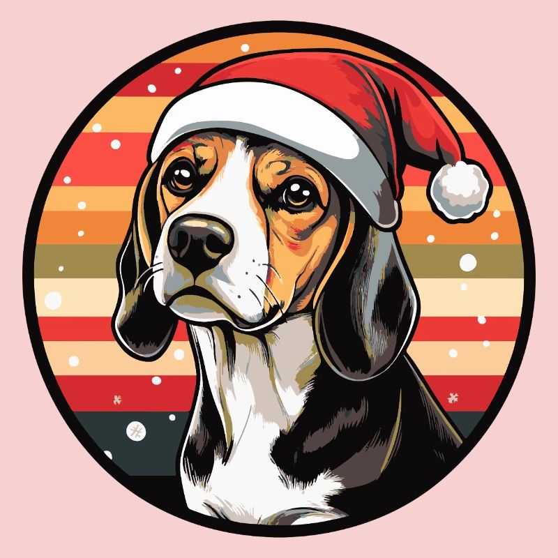 Beagle mit Weihnachtsmannhut