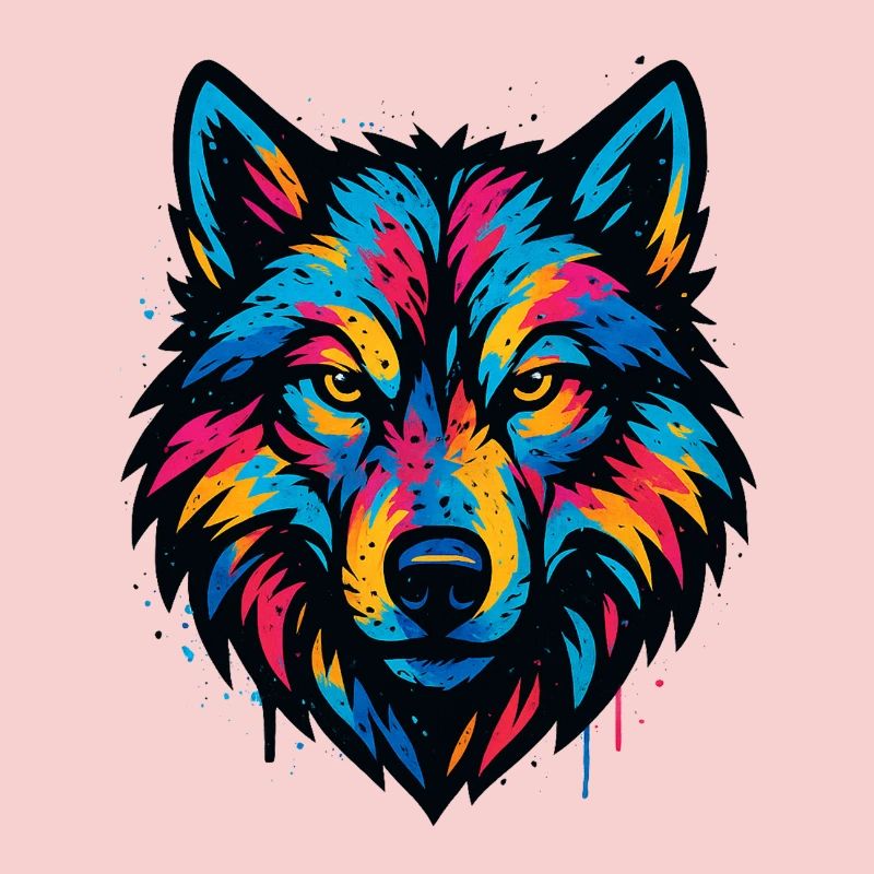 Neonwolf Kopf Kunst