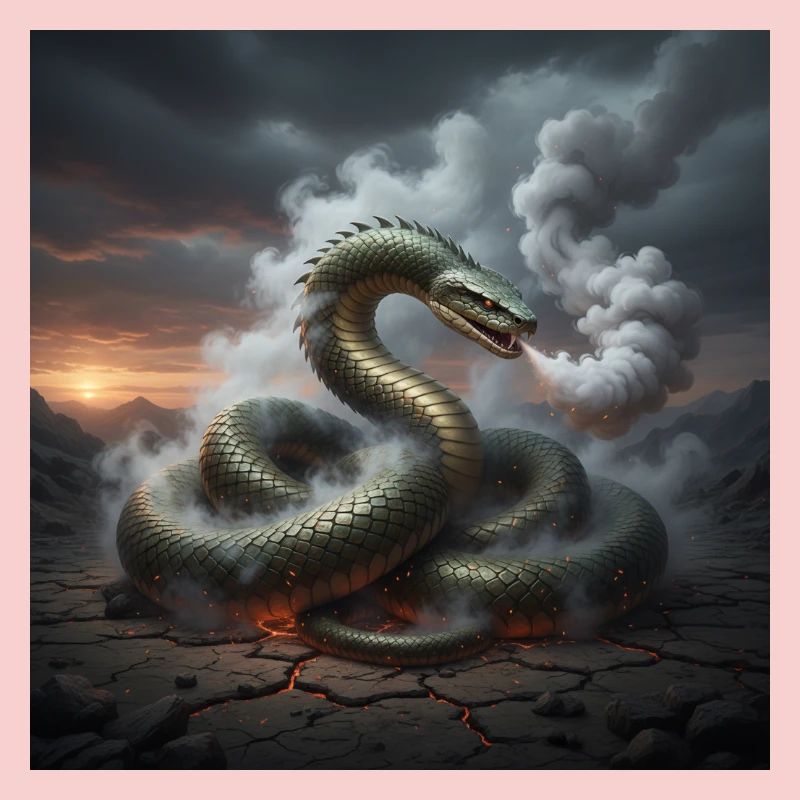 Serpent dans le champ de lave