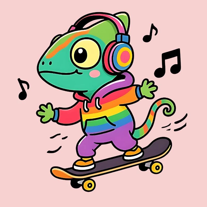 Rainbow Chameleon on Skate