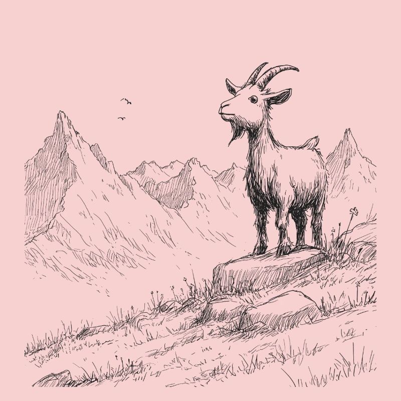 Alpengipfel mit Ziege