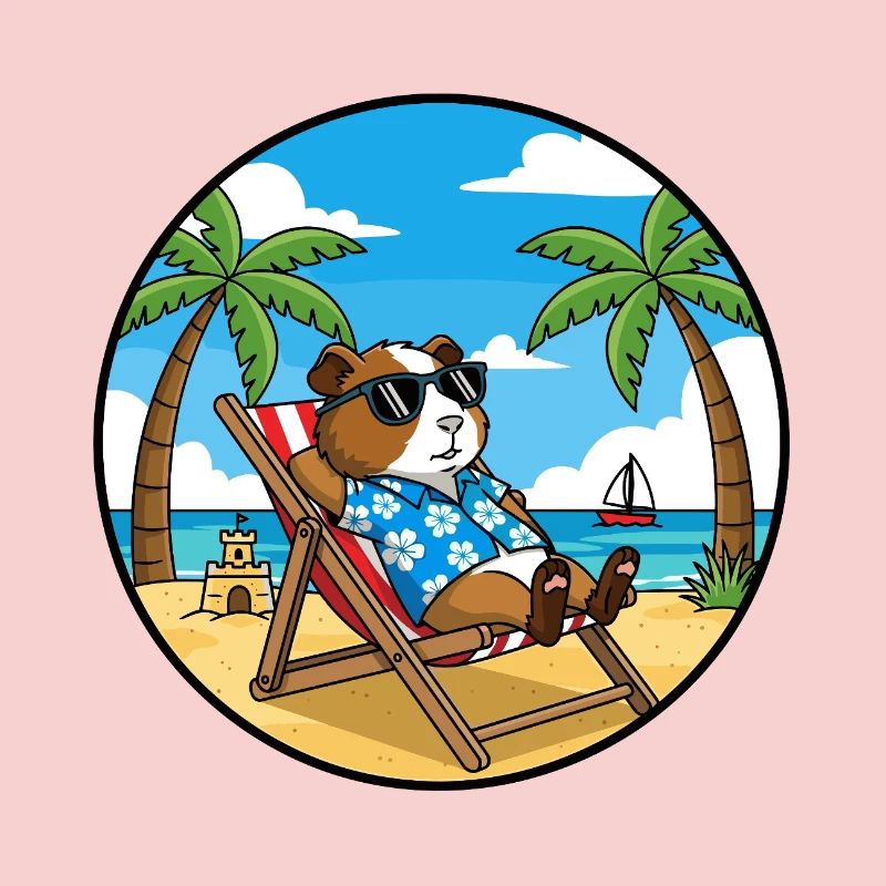 Ambiance estive de vacances à la plage de cochons d’Inde cool