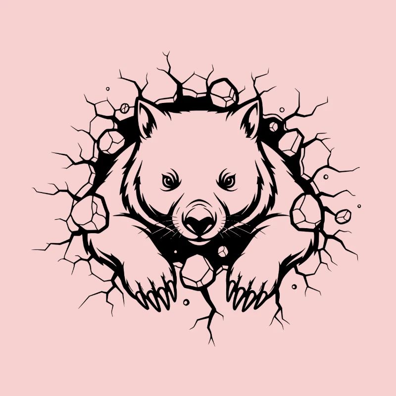 Wombat Wall Breakthrough Design d’animaux sauvages mignons