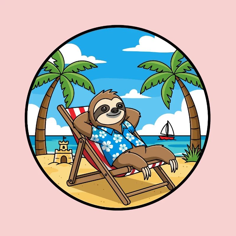 Cool Sloth Beach Vacation Summer Vibes