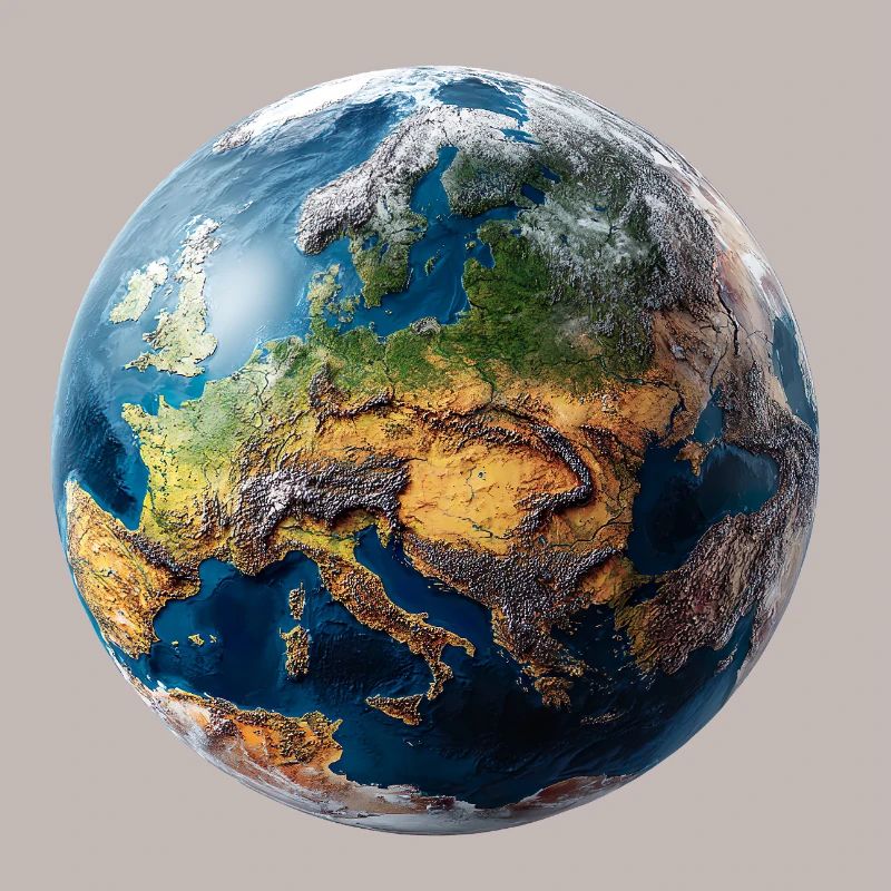 Conception du globe : paysage Europe-Asie