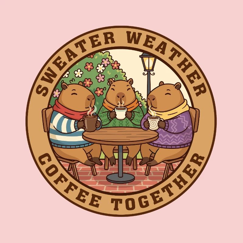 Capybara-Pullover, Wetter, Kaffee, Zusammen.
