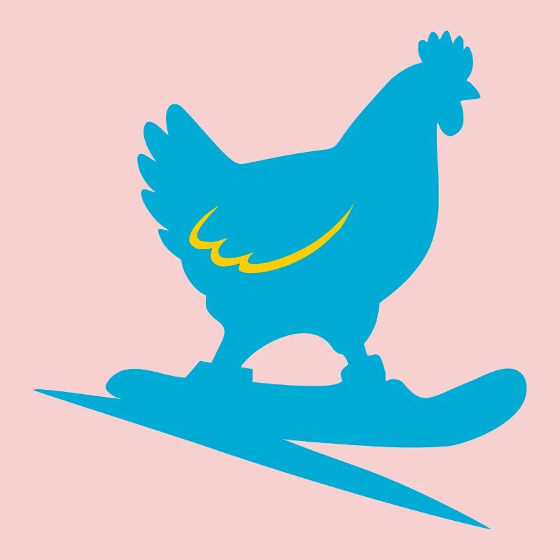 Funny Winter Chickens Snowboarding