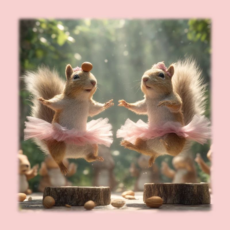 Ballett Eichhörnchen im Tutu mit Eicheln